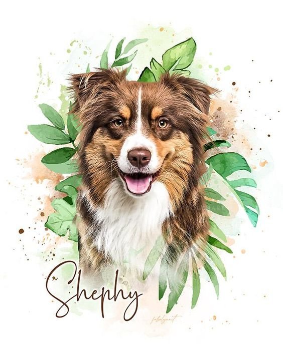 Watercolor Pet - рисунок, акварель, собака - оригинал