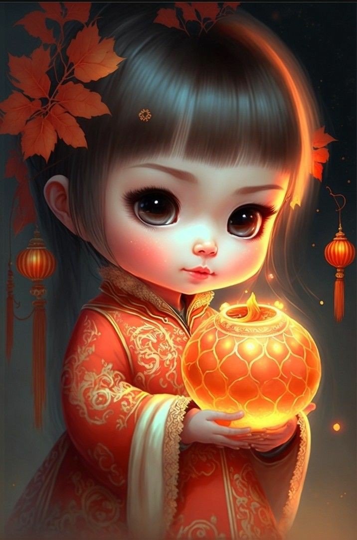 Свет в ночи - фонарик, осень, девочка, свет, ночь - оригинал