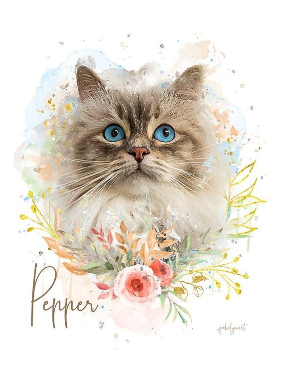 Watercolor Pet - рисунок, акварель, кошка - оригинал