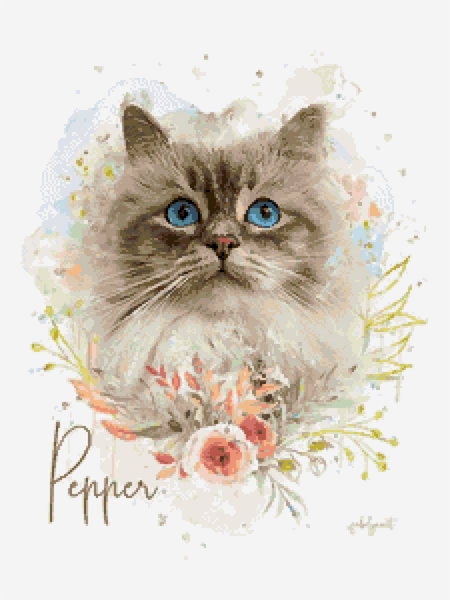 Watercolor Pet - кошка, акварель, рисунок - предпросмотр