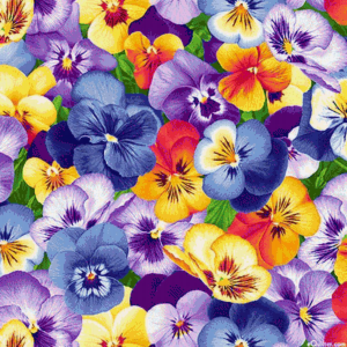 Подушка "Анютины глазки" - подушка, цветы, анютины глазки - предпросмотр