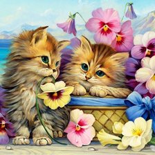 Оригинал схемы вышивки «Веселые котята» (№2645556)