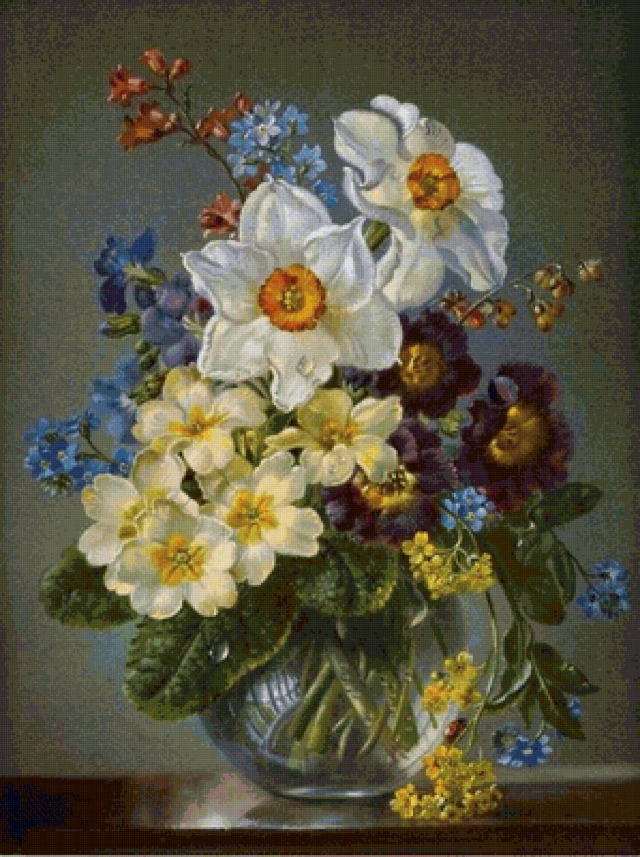 Ваза с цветами - нарциссы - предпросмотр