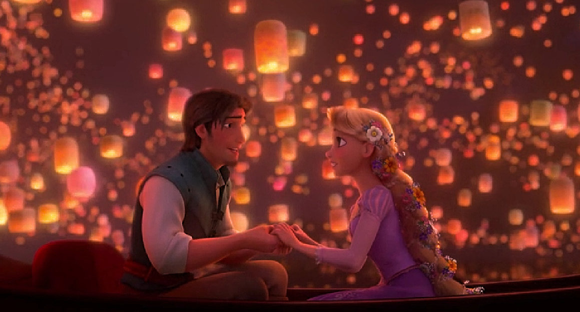 Рапунцель и фонарики - юджин, мультфильм, дисней, рапунцель, фонарики, лодка - оригинал