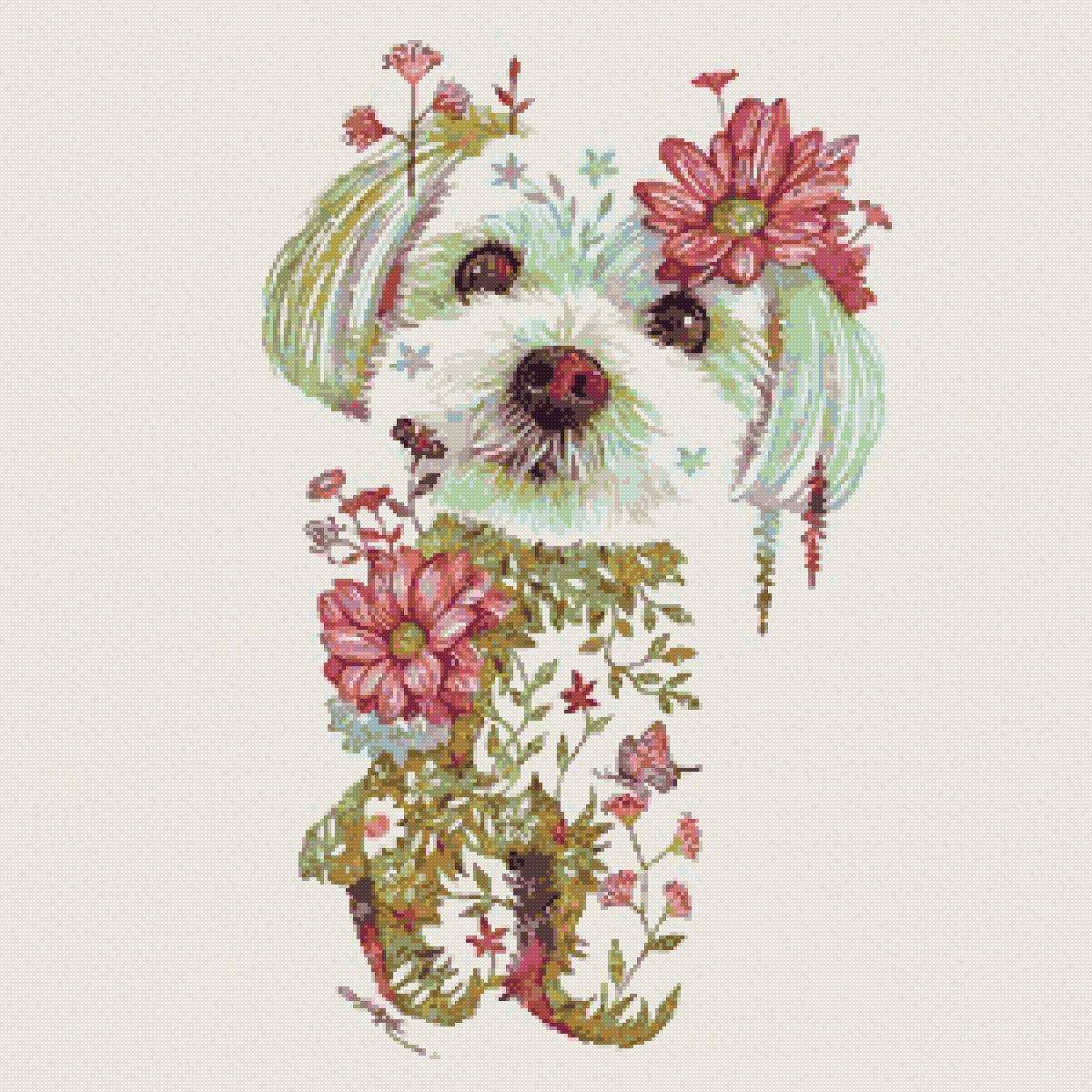 Animals Watercolor Flower Arrangements - цветы, акварель, животные - предпросмотр