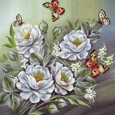 Оригинал схемы вышивки «Цветы и бабочки» (№2646816)