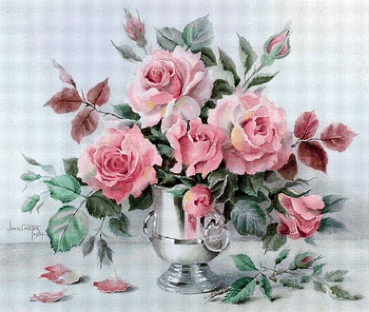 Букет роз - цветы, букет, розы, живопись - предпросмотр