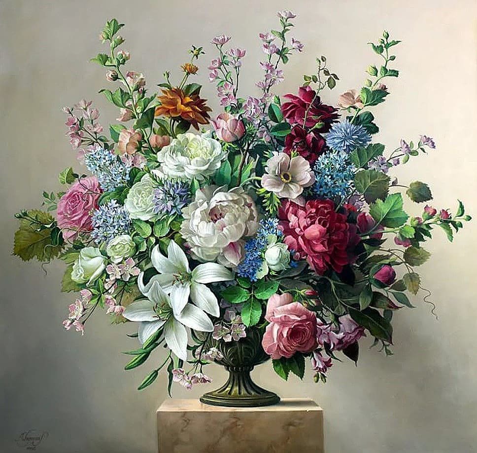 цветочный букет - натюрморт, цветы - оригинал