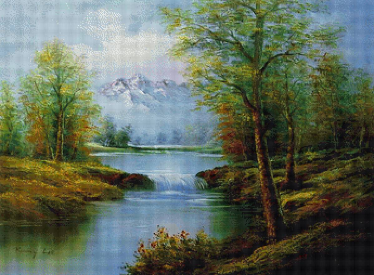 Пейзаж - природа, горы, река, лес - предпросмотр