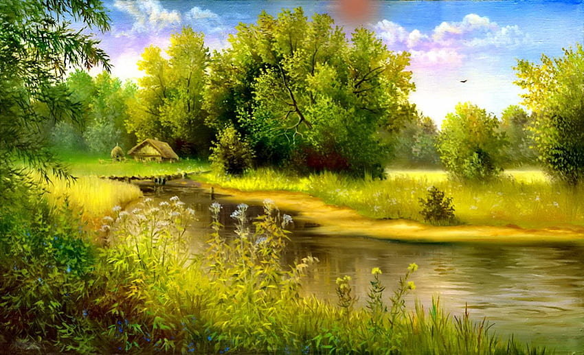 Пейзаж - природа, река, лес - оригинал