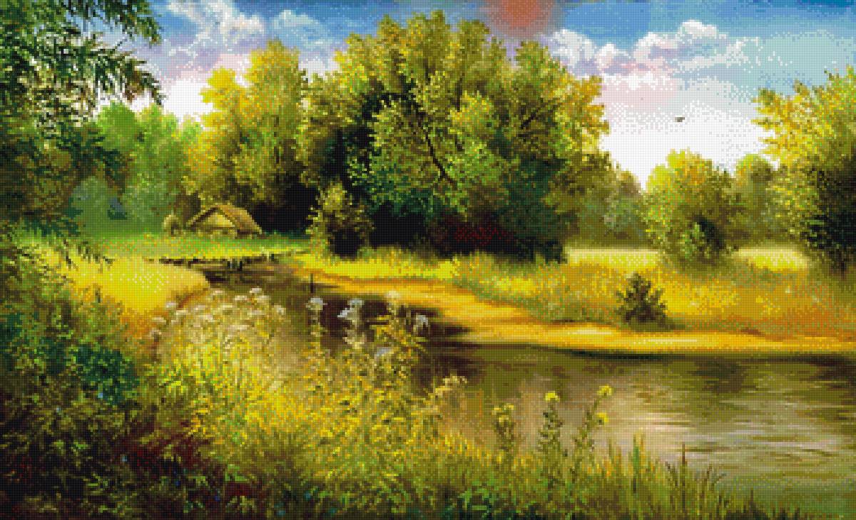 Пейзаж - лес, река, природа - предпросмотр