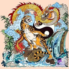 Схема вышивки «дракон и тигр»