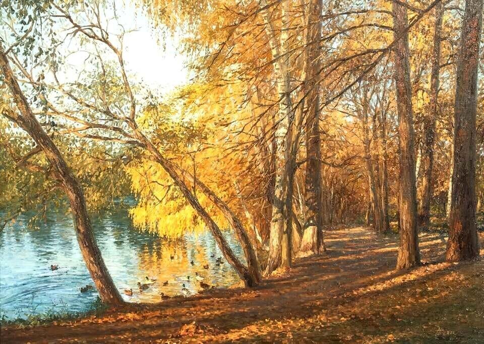 Прогулка вокруг озера - парк, осень, озеро - оригинал