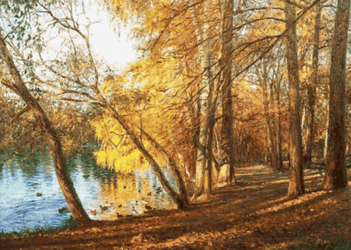 Прогулка вокруг озера - парк, озеро, осень - предпросмотр
