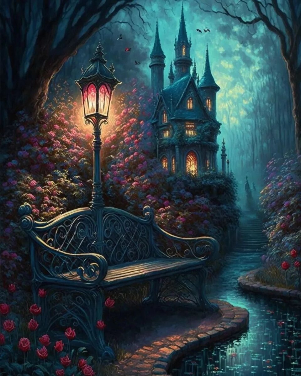 дом улица фонарь скамейка 2 - фентази - оригинал