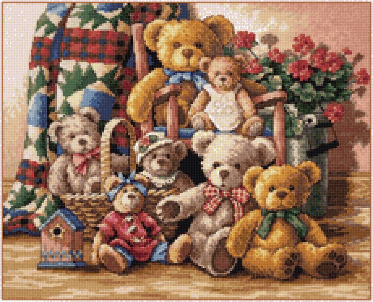 семь плюшевых медведей - мишки, семейство - предпросмотр