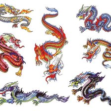 Схема вышивки «подушка драконы»