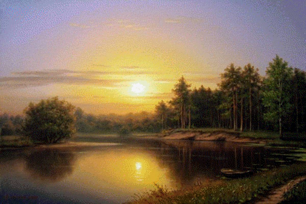 Закат - озеро, солнце - предпросмотр