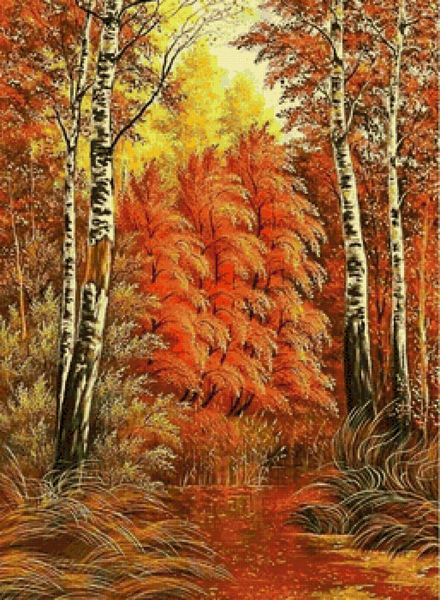 Осенняя зарисовка - осень, пейзаж, живопись - предпросмотр