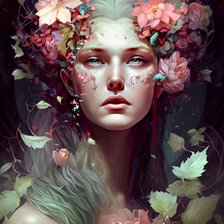 Схема вышивки «Женщина с цветами 3»