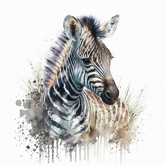 Зебра - дикие животные, живопись, зебра - оригинал