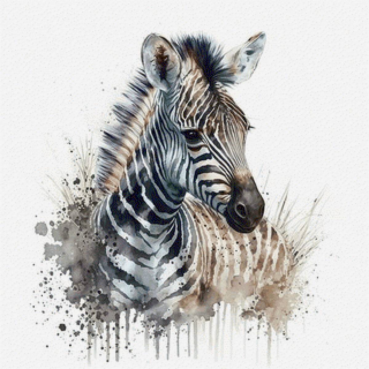 Зебра - дикие животные, живопись, зебра - предпросмотр