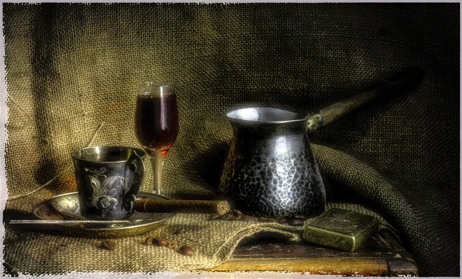 Кофе с коньяком - кухня, натюрморт, турка, коньяк, кофе - оригинал