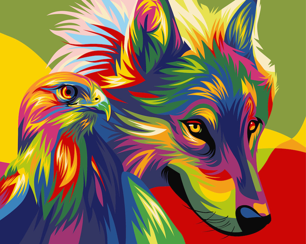 Радужные животные. - радужные, акварель, пнк - оригинал