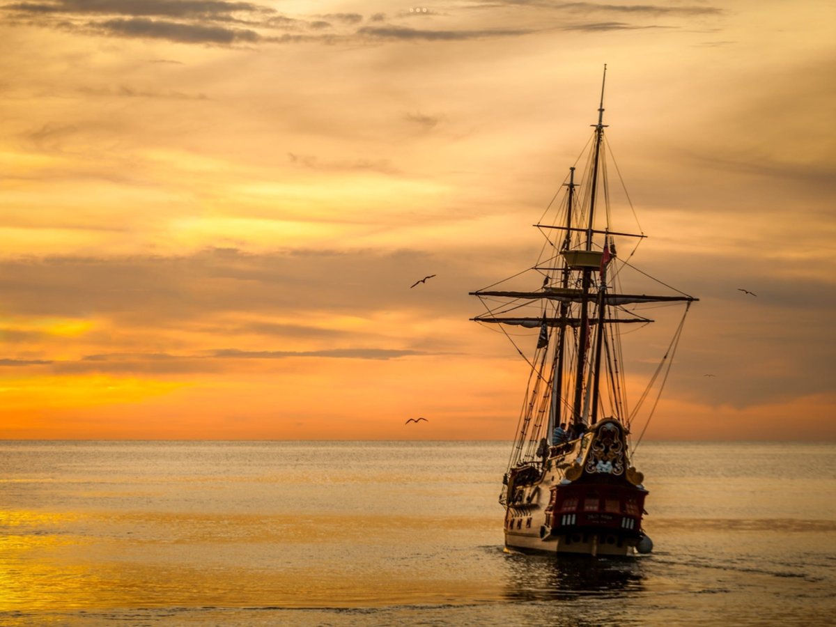 Штиль - море корабль закат - оригинал