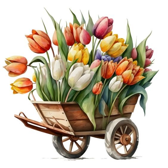 Тюльпаны - цветы, рисунок, акварель - оригинал