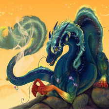 Схема вышивки «синий дракон»