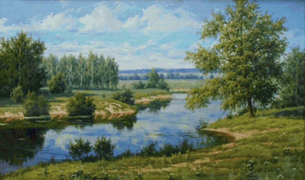 Облака - пейзаж, река, небо - предпросмотр