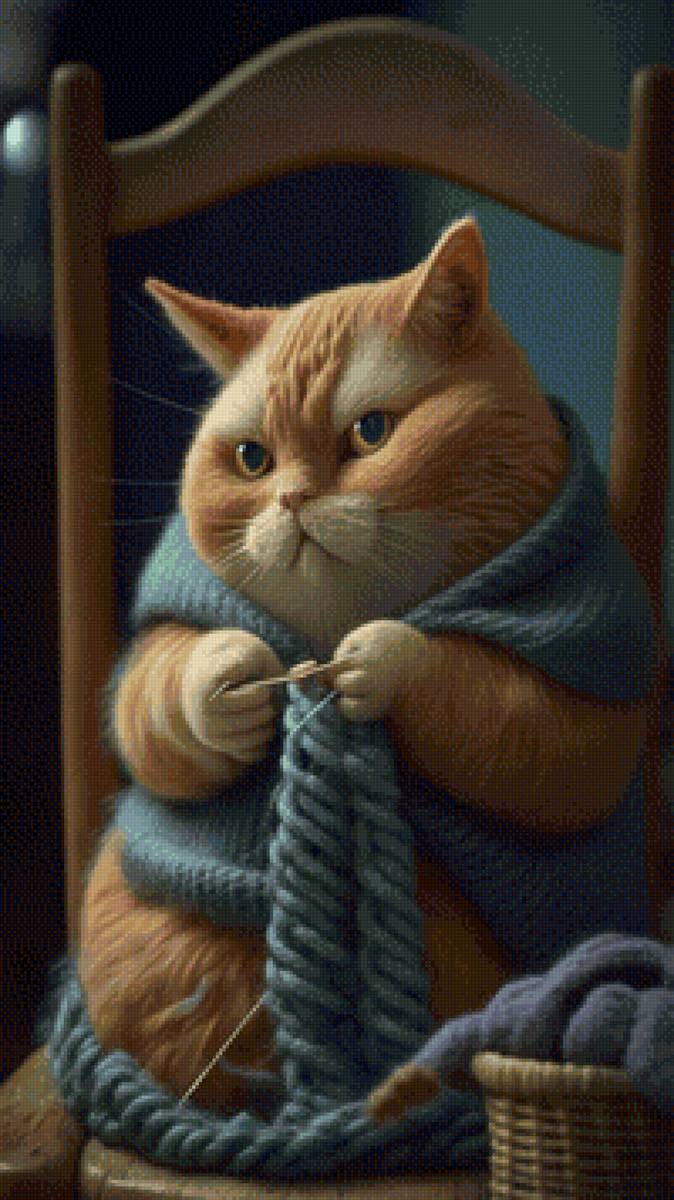 кот вязальщик - животные, кот, вязание - предпросмотр