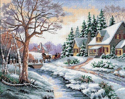 зима в деревне - деревня., зимний пейзаж - оригинал