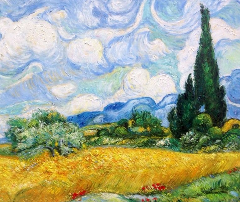 Ван Гог "Пшеничное поле с кипарисами" - импрессионизм, шедевры, кипарисы, пшеничное поле, ван гог - оригинал