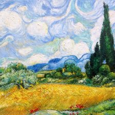 Оригинал схемы вышивки «Ван Гог "Пшеничное поле с кипарисами"» (№2654009)
