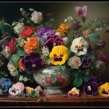 Схема вышивки «букет с анютками»