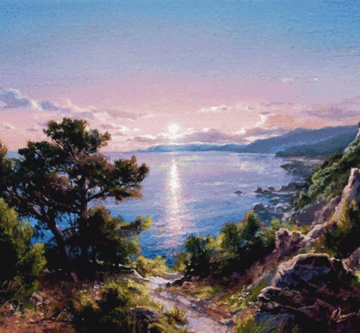 Закат на море - море, закат - предпросмотр