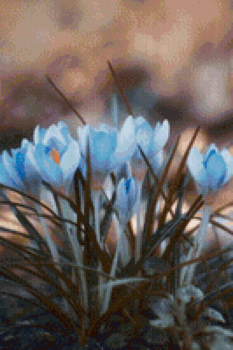 голубые крокусы - цветы, крокусы, весна - предпросмотр