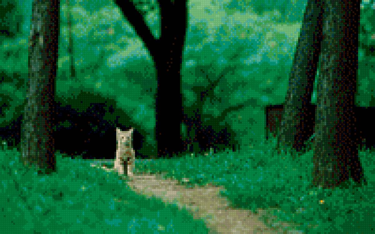 Котик в лесу - предпросмотр