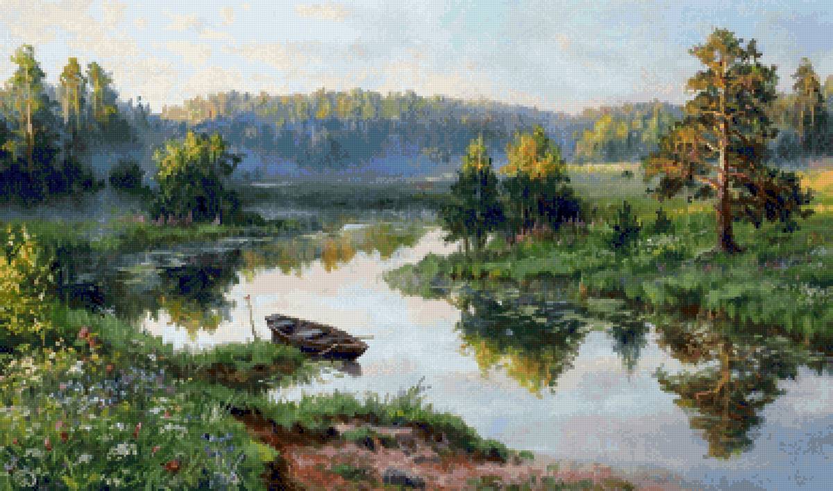 Утро туманное - жданов, пейзаж - предпросмотр