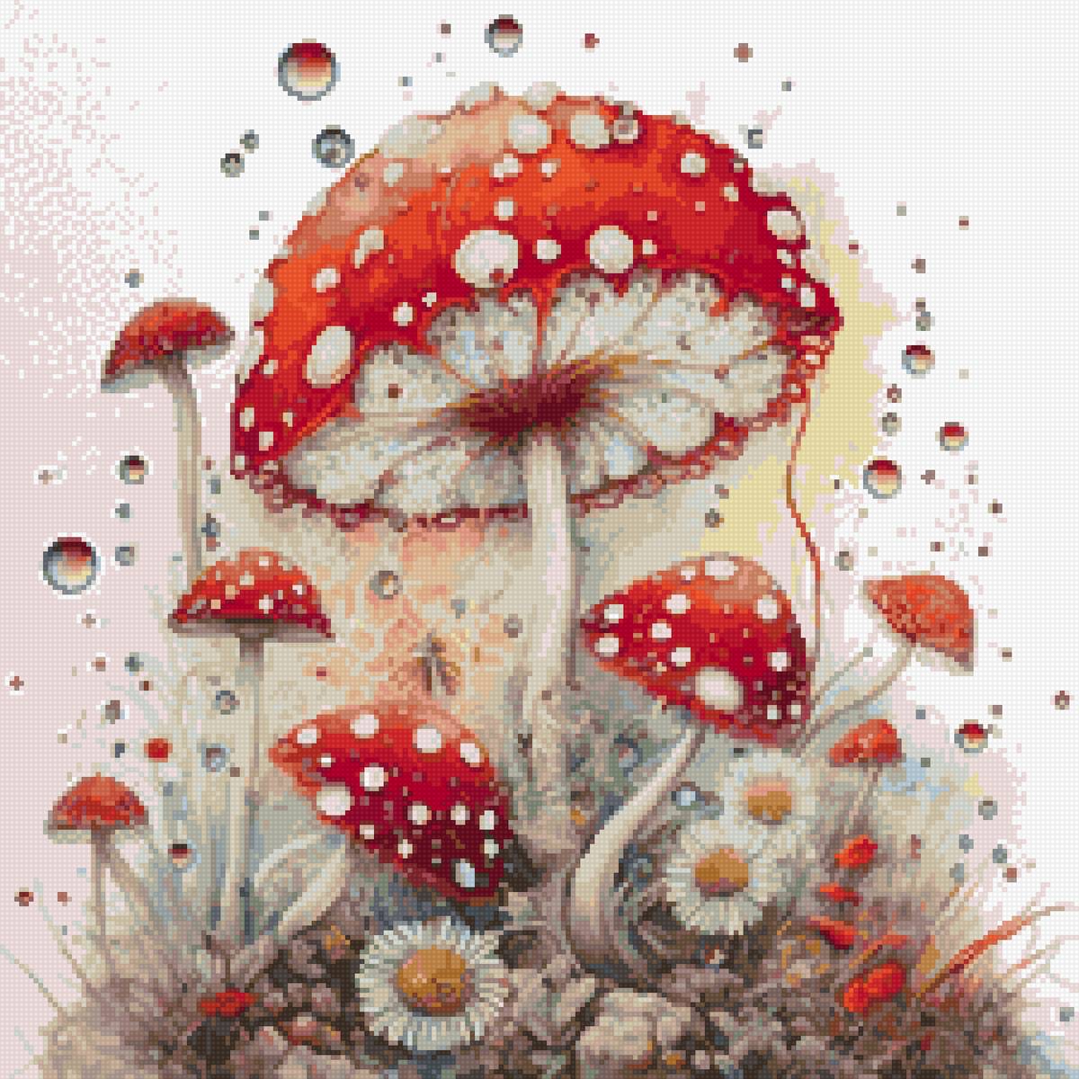 подушка мухоморчики - предпросмотр