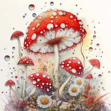 Схема вышивки «подушка мухоморчики»