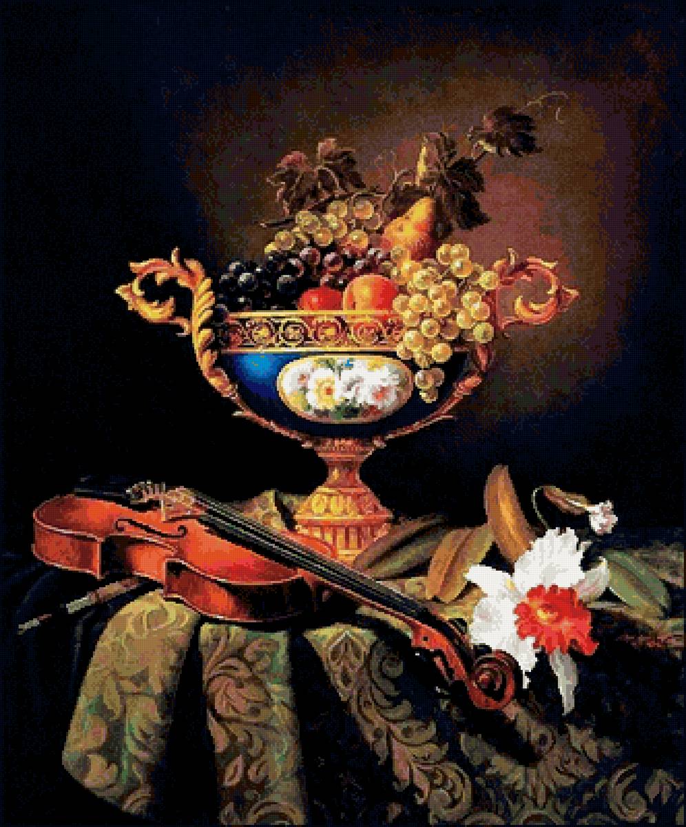 №2657647 - натюрморт, фрукты, скрипка - предпросмотр