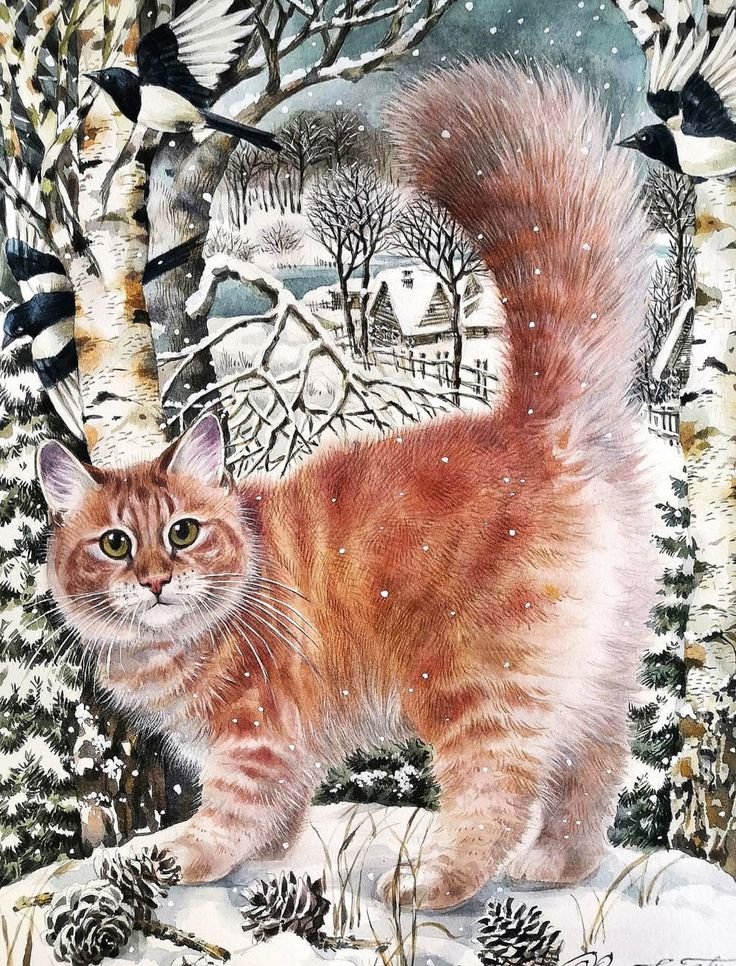 Рыжий кот - домашние животные, кот, живопись - оригинал