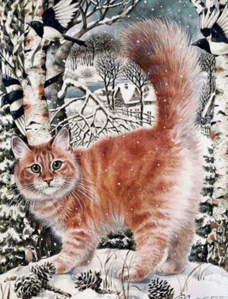 Рыжий кот - домашние животные, кот, живопись - предпросмотр