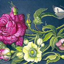 Схема вышивки «Бабочка и роза»