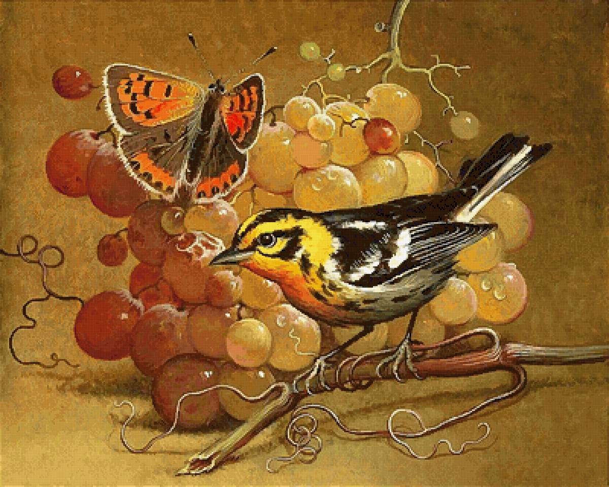 Птица и виноград - предпросмотр