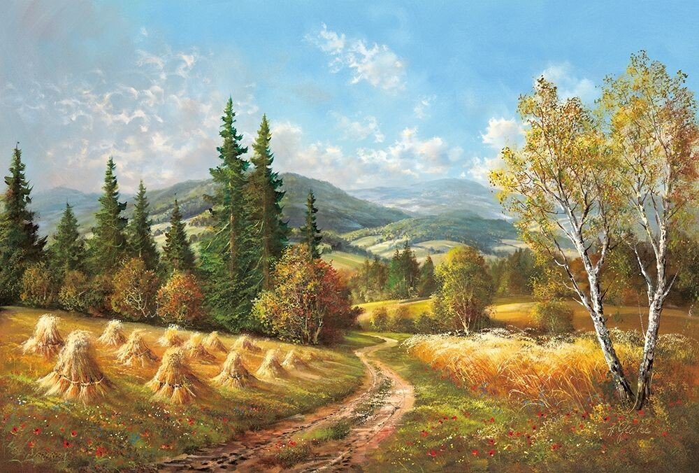 Пейзаж - поле, горы - оригинал