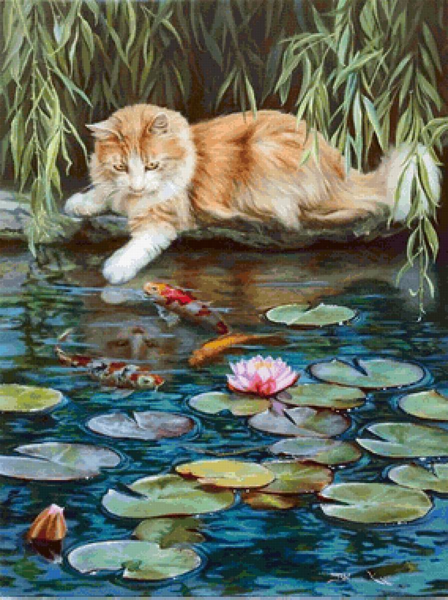 Кот и рыбки - кот, рыбки. - предпросмотр